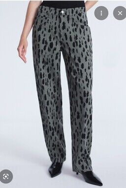 Wide-Leg Printed Pants in Olive with Black Spot Print🎈